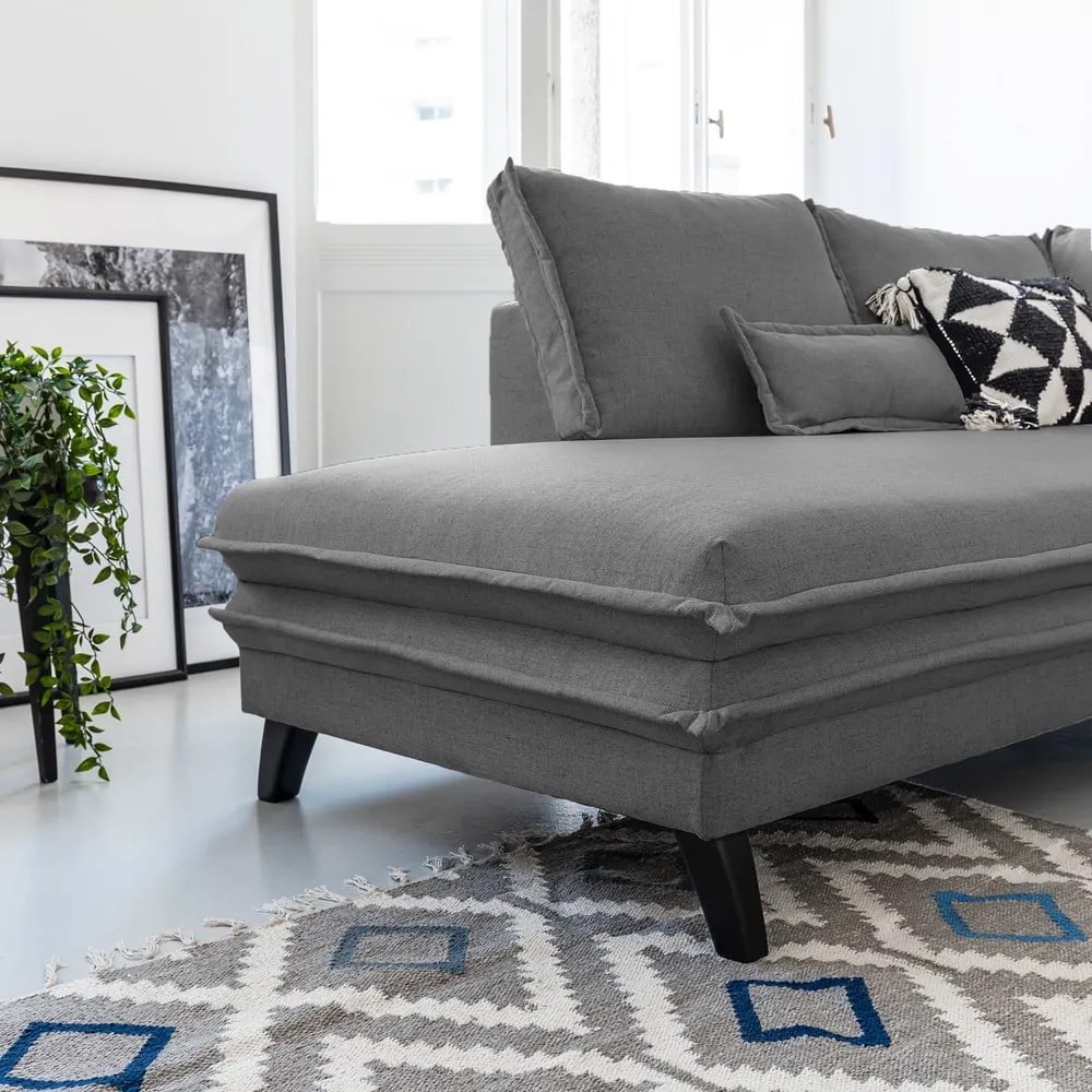 Szara rozkładana sofa w kształcie litery "U" Miuform Charming Charlie, lewostronna