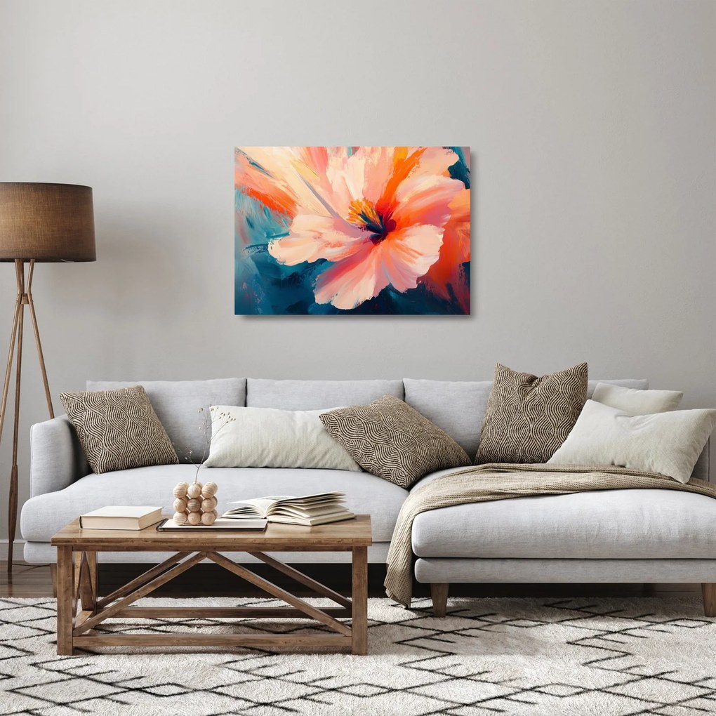 Obraz na szkle - Malowany kwiat (70x50 cm)