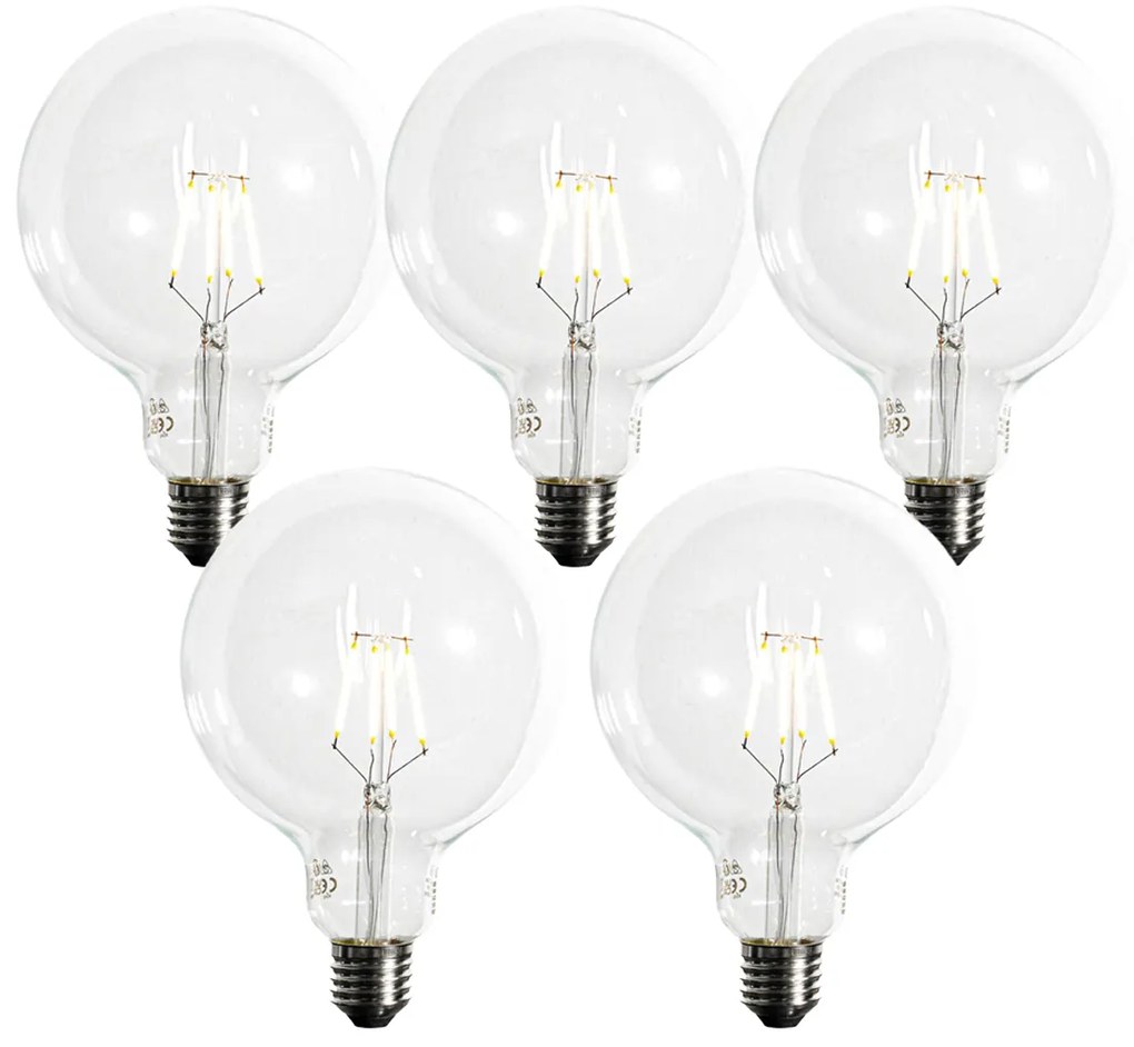 Zestaw 5 ściemnialnych żarówek LED E27 z żarnikiem spiralnym G125 5W 450LM 2200K