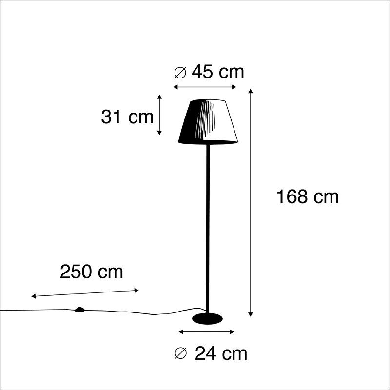 Nowoczesna lampa stojąca czarna z białym plisowanym abażurem 45 cm - Simplo