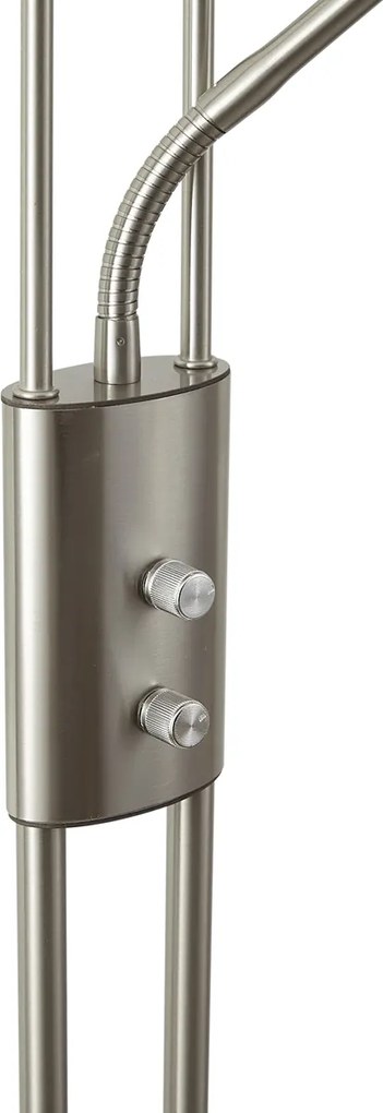 Nowoczesna lampa podłogowa stalowa z ramieniem do czytania w tym LED i ściemniacz - Divo