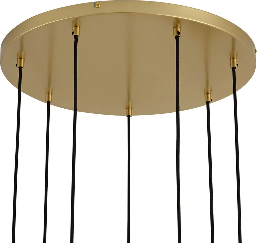 Lampa wisząca Art Deco złota z tęczowym szkłem 7-punktowa - Sandra