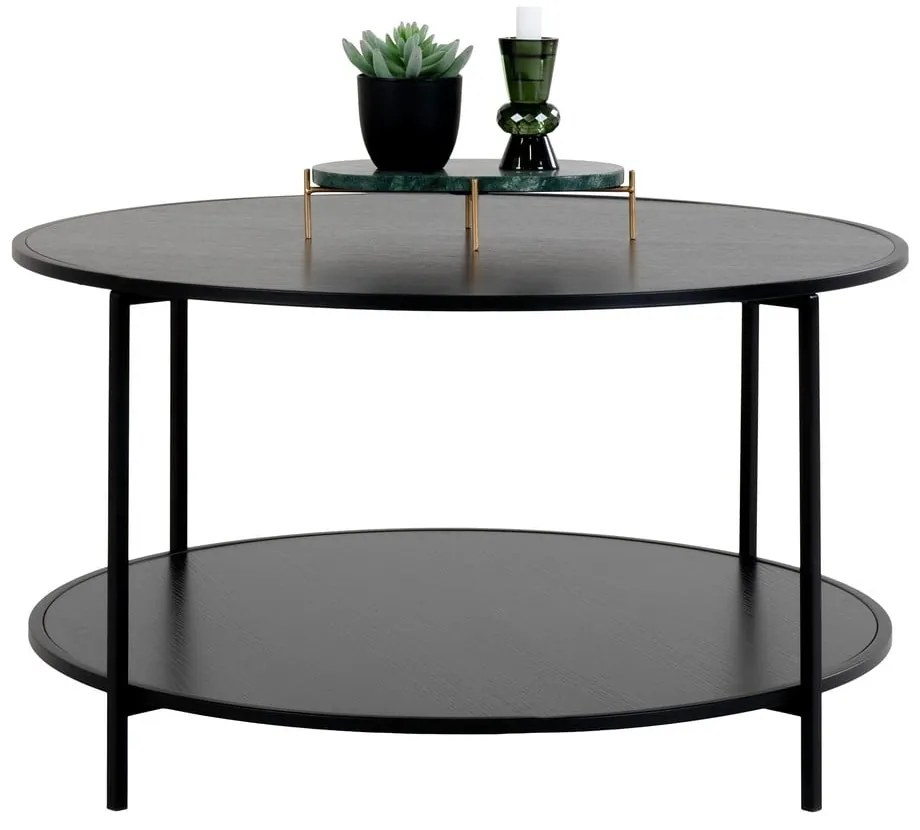 Czarny okrągły stolik z czarnym blatem ø 80 cm Vita – House Nordic