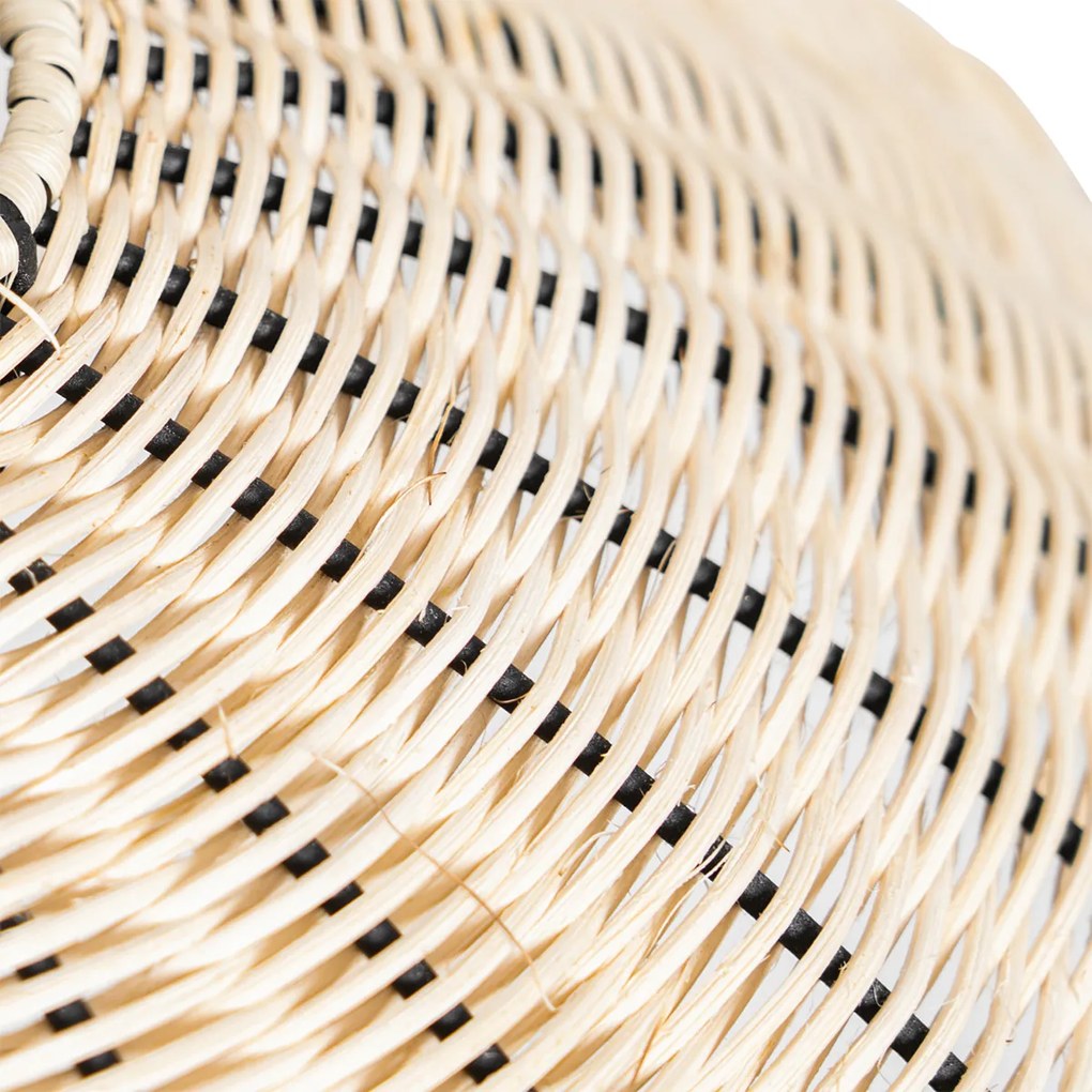 Orientalna lampa wisząca i sufitowa czarna z rattanu - Treccia Pua