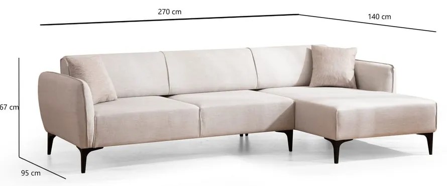 Biała sofa narożna Belissimo, prawy narożnik – Balcab Home