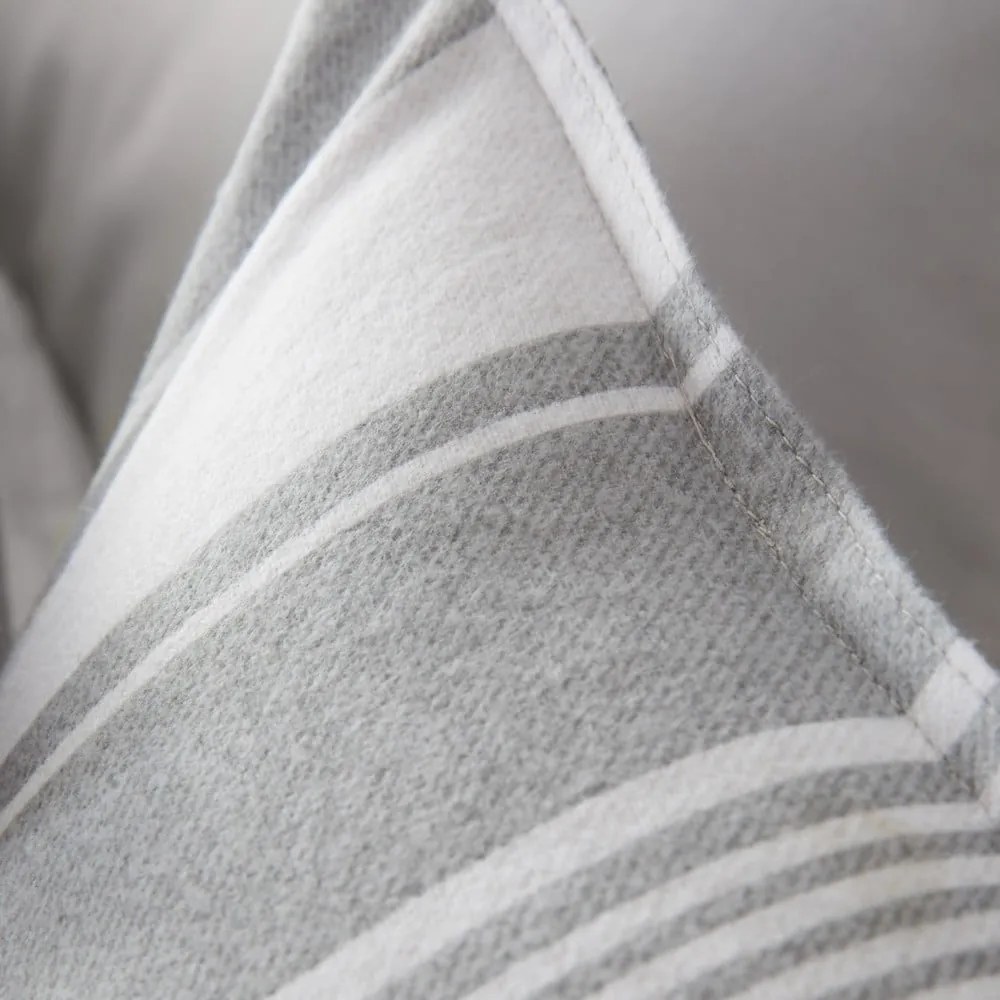 Szara flanelowa pościel jednoosobowa 135x200 cm Ticking Stripe – Bianca