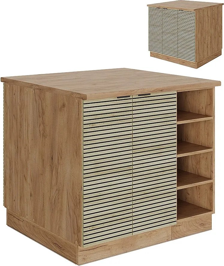 Wyspa kuchenna panel dębowy 90x60x82 fame-line