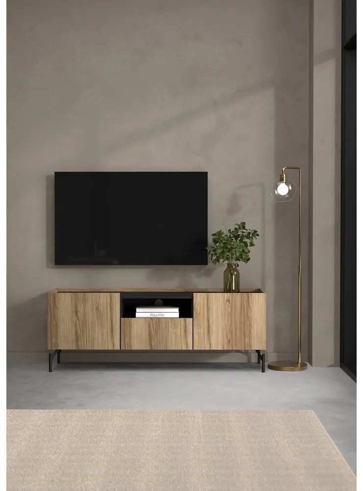 Brązowa szafka pod TV w dekorze dębu 147x54x41 cm Bergen – Tvilum