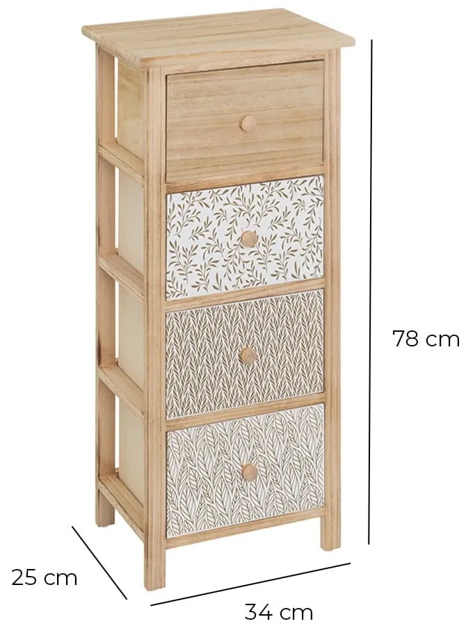Wysoka komoda z litego drewna paulowni 34x78 cm – Casa Selección