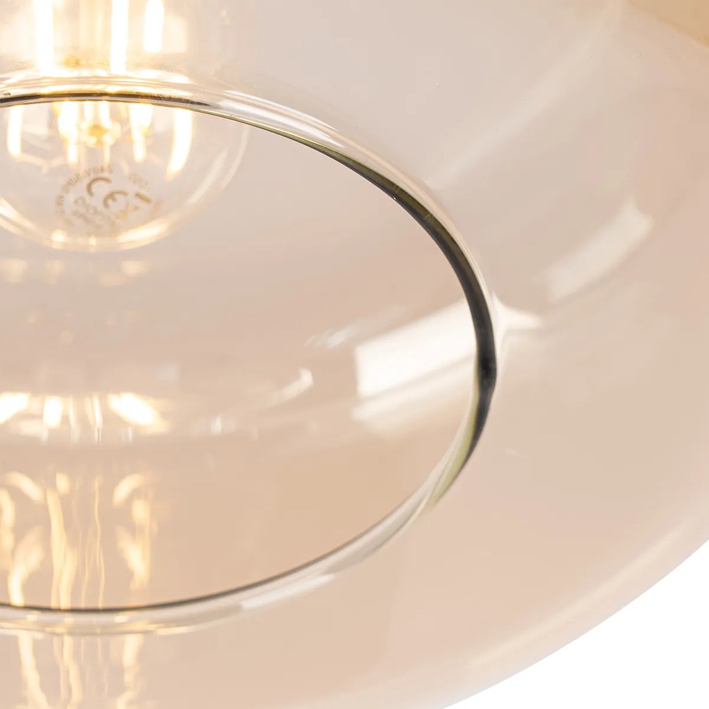 Inteligentna lampa sufitowa czarna z bursztynowym szkłem z Wifi A60 - Bizle