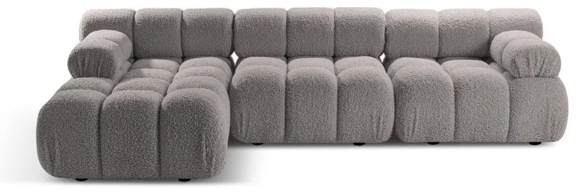 Jasnoszary narożnik modułowy z materiału bouclé (lewostronny) Bellis – Micadoni Home