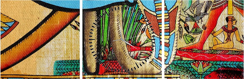 Obraz motywami egipskimi (z zegarem) (90x30 cm)