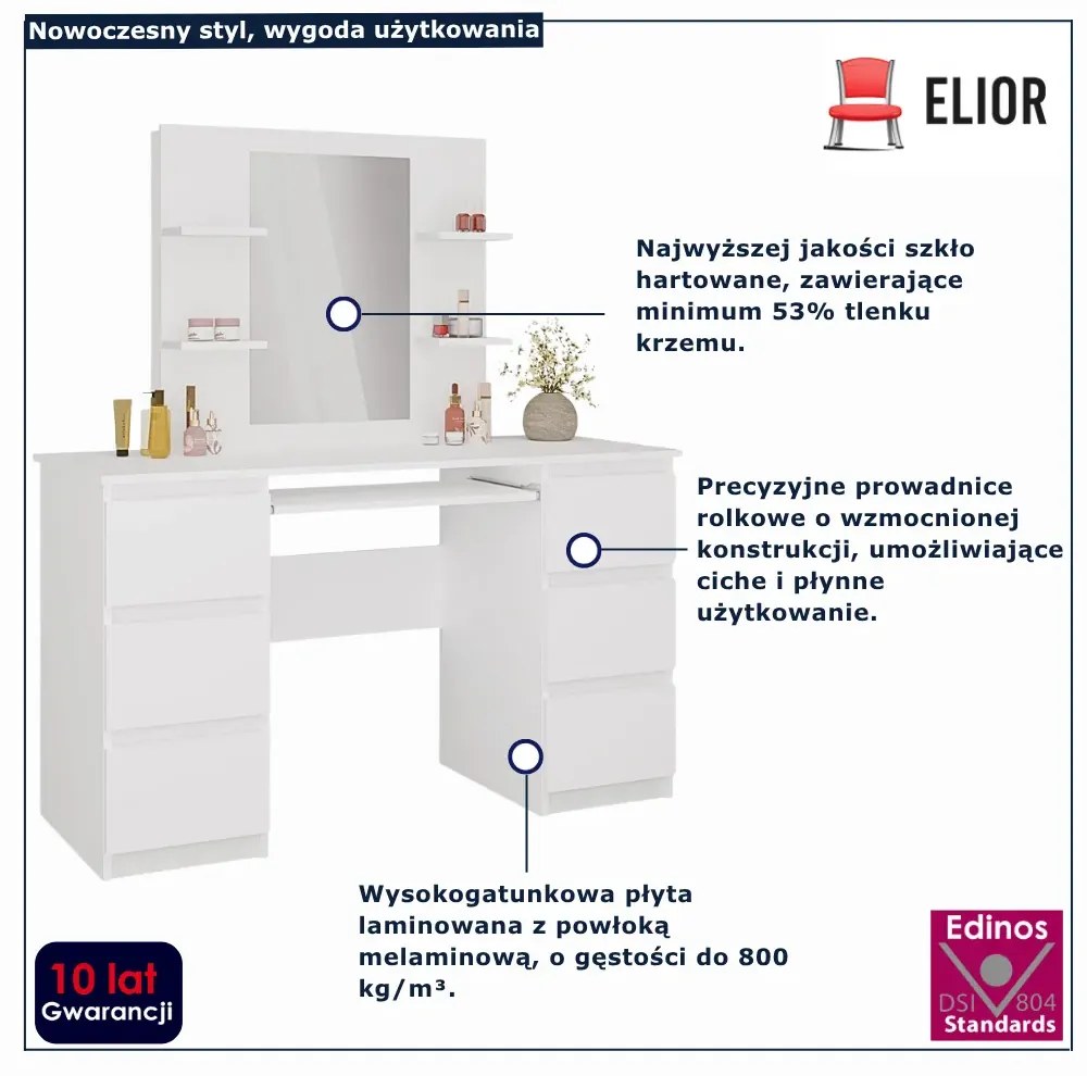 Biała toaletka z lustrem z szafkami E2-N51