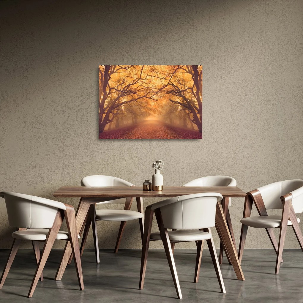Obraz na szkle drogi w jesiennym krajobrazie (70x50 cm)