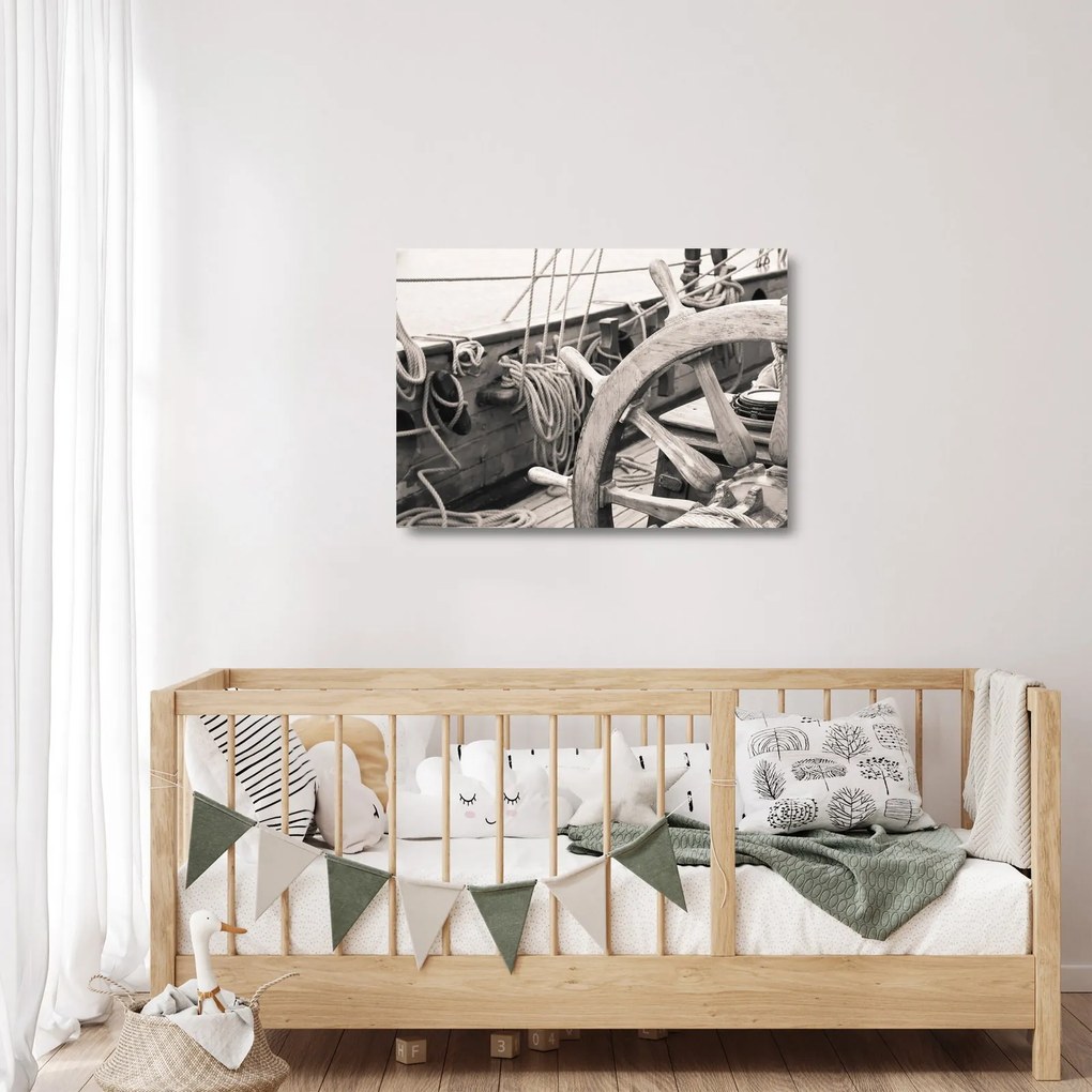 Obraz na szkle - Ster do żaglówki (70x50 cm)