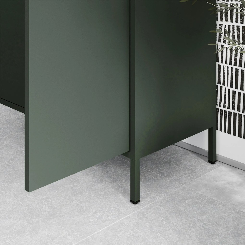 Szafa na ubrania metalowa loftowa na nóżkach butelkowa zieleń, 800x1850x450 mm: FLAVIO Modern