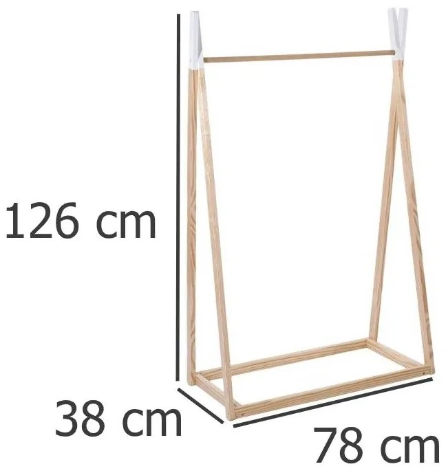 TIPI Drewniany wieszak na ubrania dla dzieci - 78 x 38 x 126