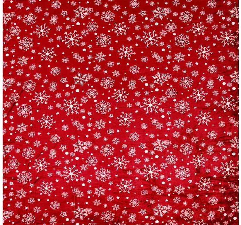 Czerwony świąteczny mikropluszowy koc SNOWFALL Rozmiar: 150 x 200 cm