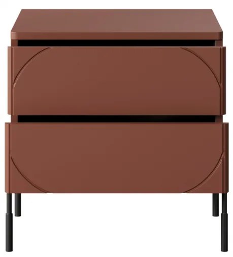 Szafka nocna z dwoma szufladami Sonatia na metalowych nogach 45 cm - burgund