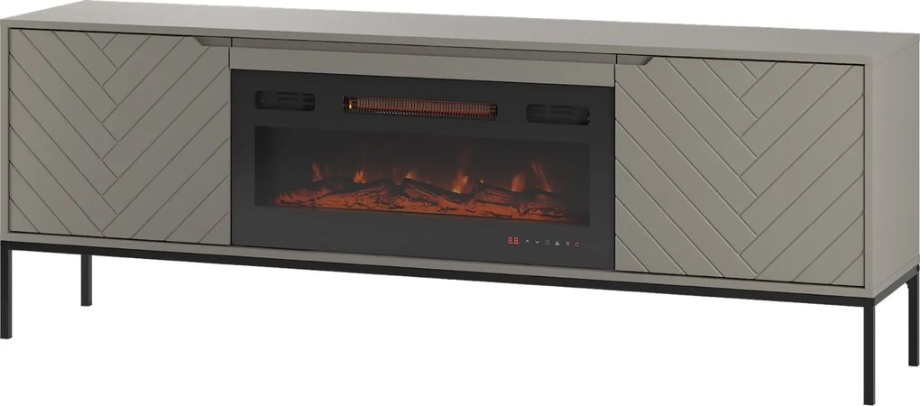 Szafka RTV z kominkiem Aspen 02 cashmere/czarny 180 cm