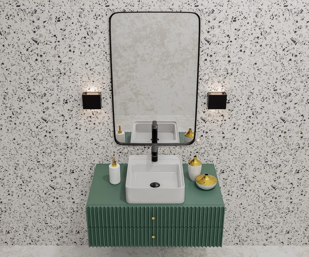 Umywalka nablatowa prostokątna biała z otworem z półką na mydło 40 x 50 cm MERA