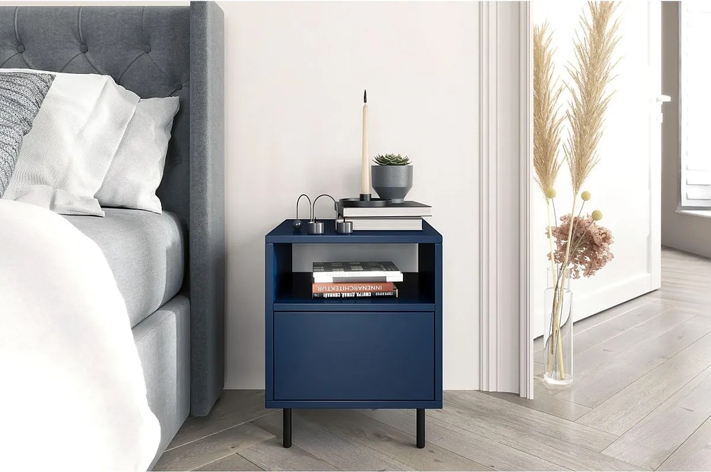 Granatowa nowoczesna szafka nocna Dancan MIRKA