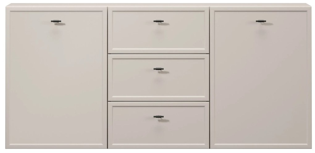 Komoda wisząca Lorini 150 cm z szufladami - kaszmir / czarne uchwyty T-bar