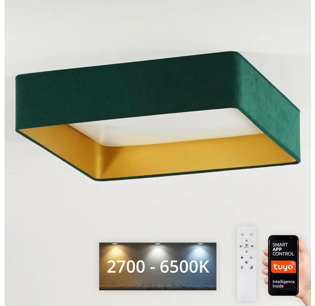 Brilagi-LED Ściemnialna oprawa VELVET SQUARE LED/36W/230V Wi-Fi Tuya+pilot zielona