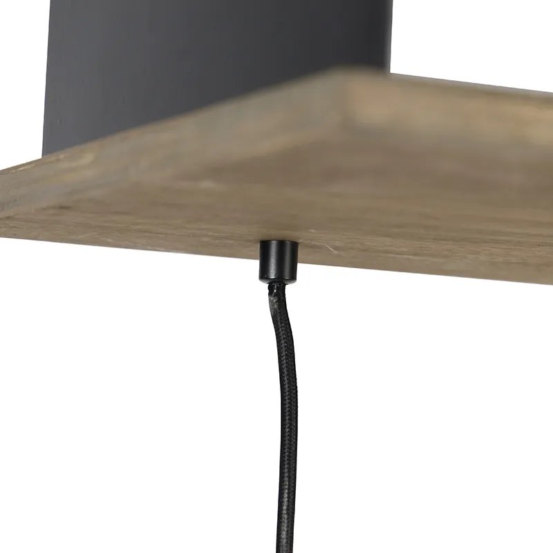 Rustykalna lampa wisząca czarna z drewnem 5-światłowa - Flair Rustykalny / Vintage Oswietlenie wewnetrzne
