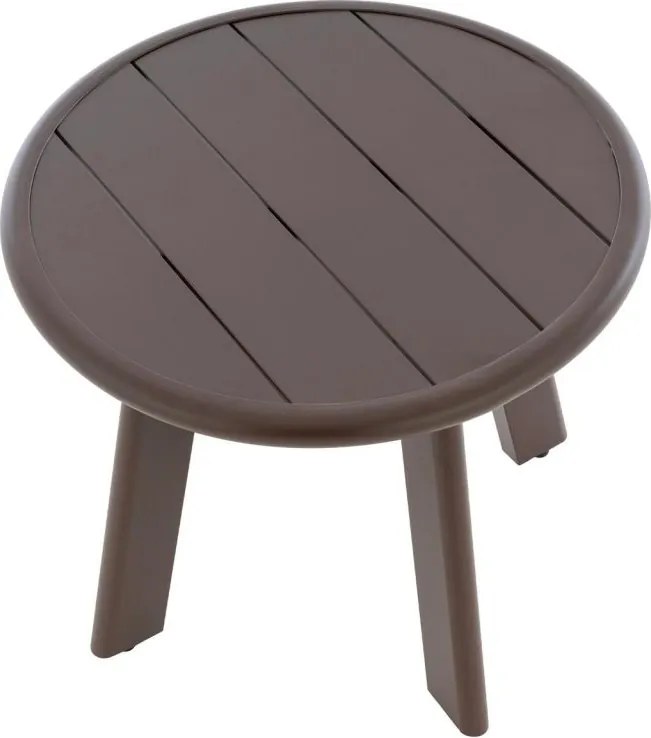 Okrągły aluminiowy stolik, ciemnobrązowy