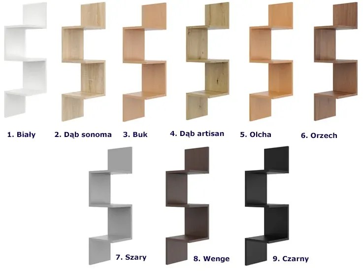 Minimalistyczna narożna półka ścienna dąb artisan W2-R87