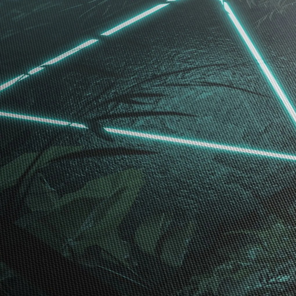 Obraz - Neonowy trójkąt w dżungli (z zegarem) (90x30 cm)