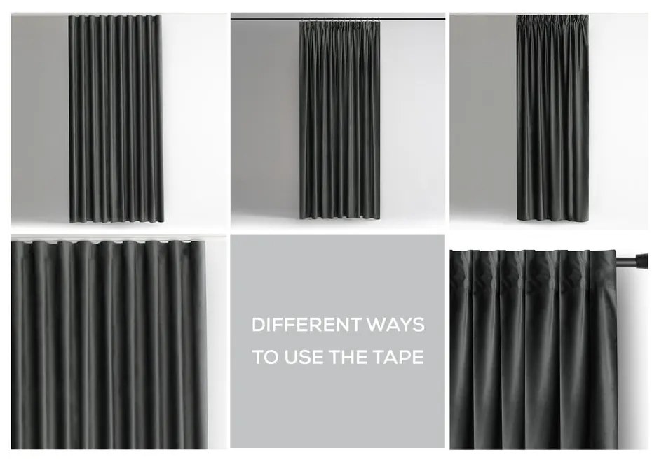 Ciemnoszara aksamitna zasłona częściowo zaciemniająca (dimout) 140x245 cm Pleat – Restilo