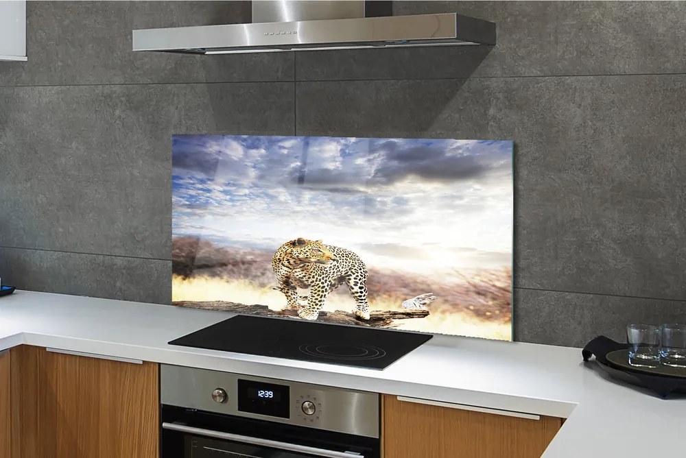 Panel szklany do Kuchni Pantera na tle Chmur