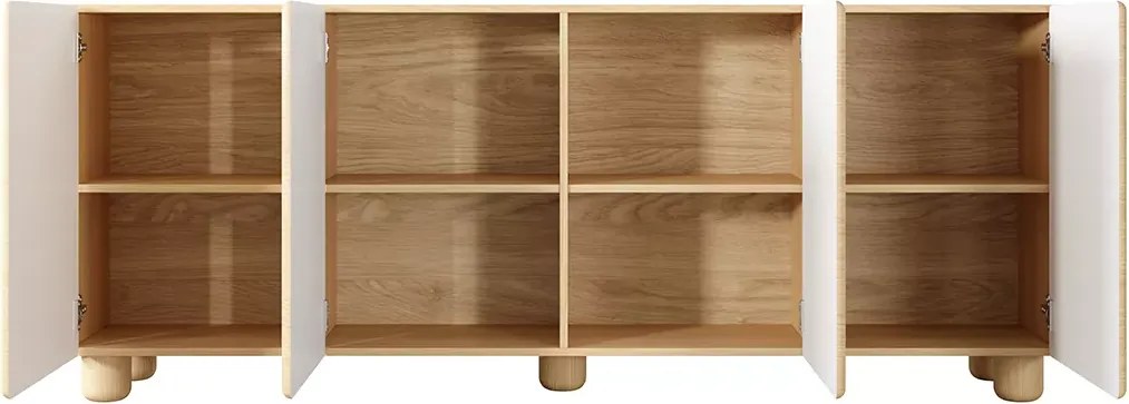 Komoda Zissa 4D 200 cm – duża komoda do salonu, nowoczesna, dąb Vicenza, bez uchwytów