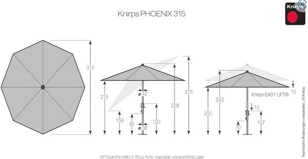 Knirps PHOENIX 315 cm piaskowa