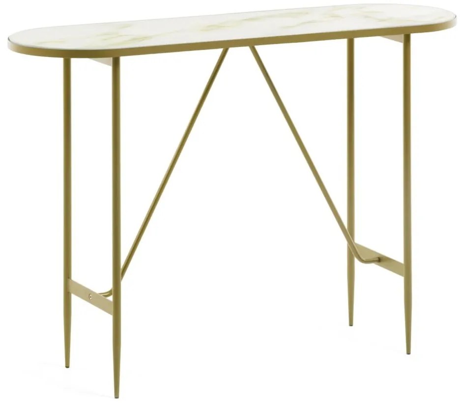 Konsola ze szklanym blatem w kolorze złota 35x110 cm Elisenda – Kave Home