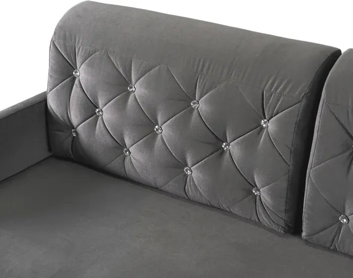 Sofa Rozkładana z Funkcją Spania VIVO Dwuosobowa Szara Glamour do Salonu