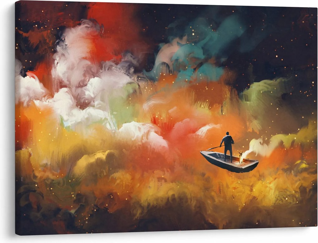 Obraz - człowiek unoszący się w kosmosie (70x50 cm)
