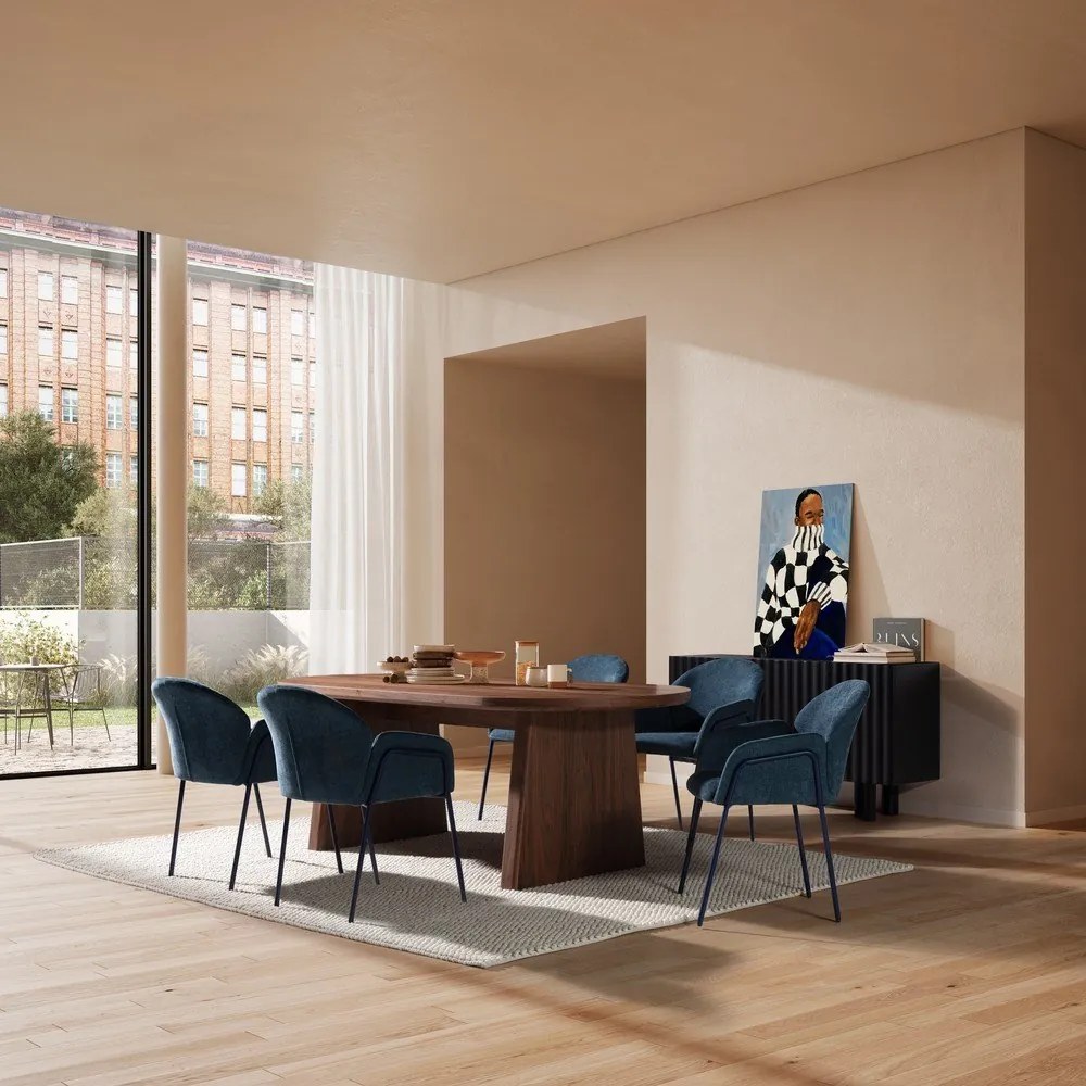 Niebieskie tapicerowane fotele jadalniane zestaw 2 szt. Aslin – MOME