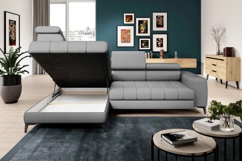 Narożnik BAGGIO Lewostronny z funkcją spania, wolnostojący tkanina LETTO 88 Szary WERSAL