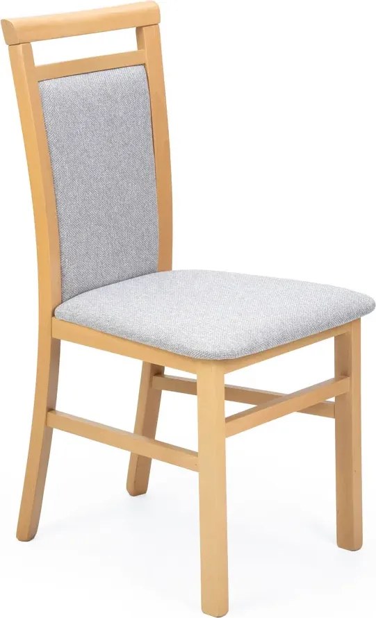 Klasyczne krzesło tapicerowane tkaniną dąb artisan + szary H1-D61