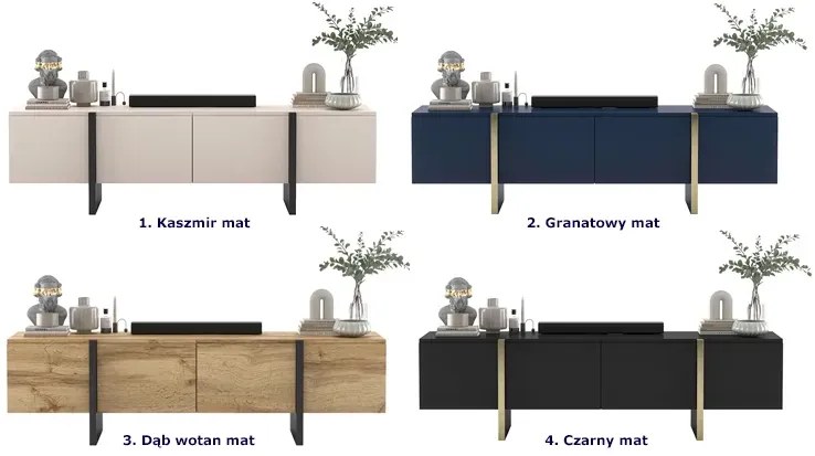 Granatowa długa szafka rtv Z8-H36