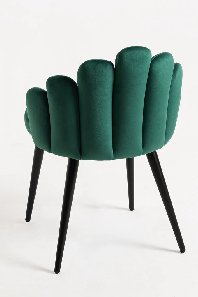 Zestaw 4 Krzese Hand Aksamitne Czarne Nogi