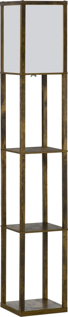 HOMCOM Lampa Podłogowa z Półkami, Drewniana, 26 x 26 x 160 cm, do Salonu/Sypialni (Bez Żarówki)