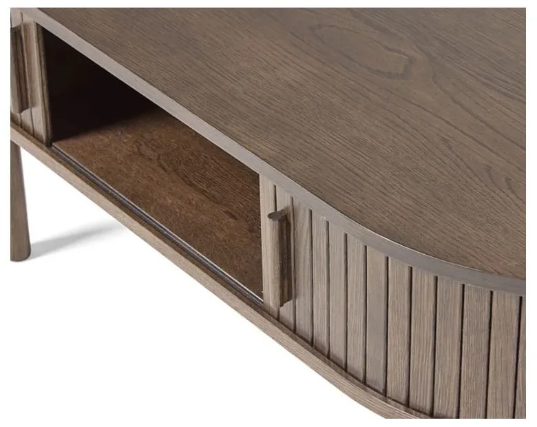 Stolik w dekorze dębu w ciemnym naturalnym kolorze 60x120 cm Meta – Unique Furniture