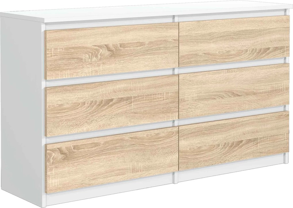 Komoda NUDO 120 cm do Salonu Sypialni 6 Szuflad Biały