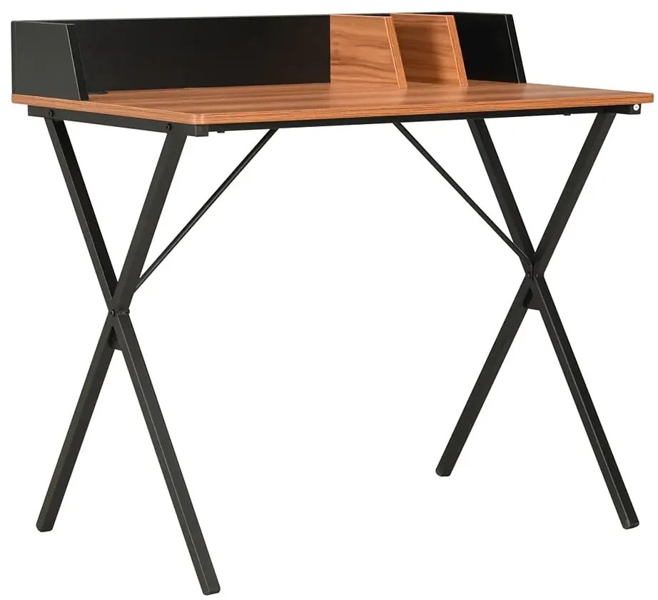 Biurko w stylu loft z przegródkami czarny + brązowy - Tarioz