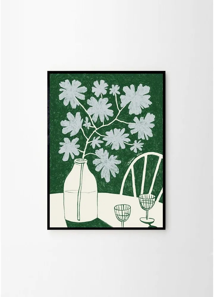 Plakat 30x40 cm Blue Flowers &amp; Red Wine – The Poster Club