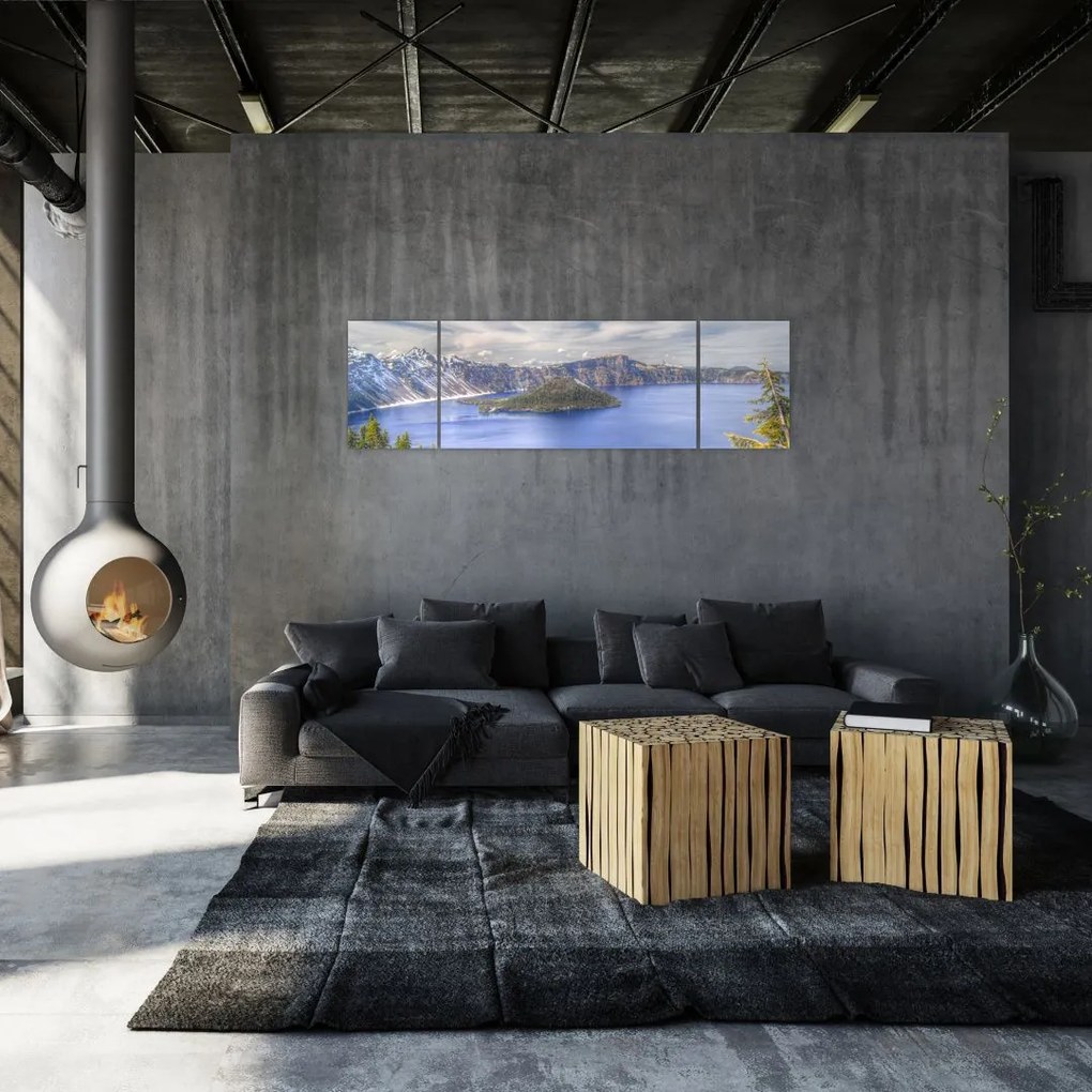 Obraz górskiego jeziora (170x50 cm)